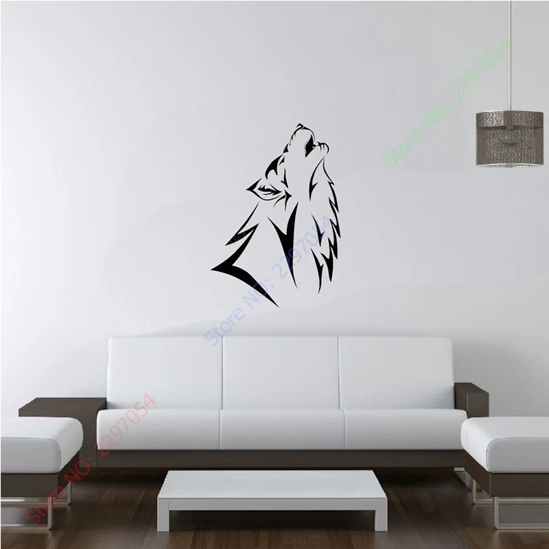 Вой Волка виниловая декоративная Наклейка Настенная художественный настенный