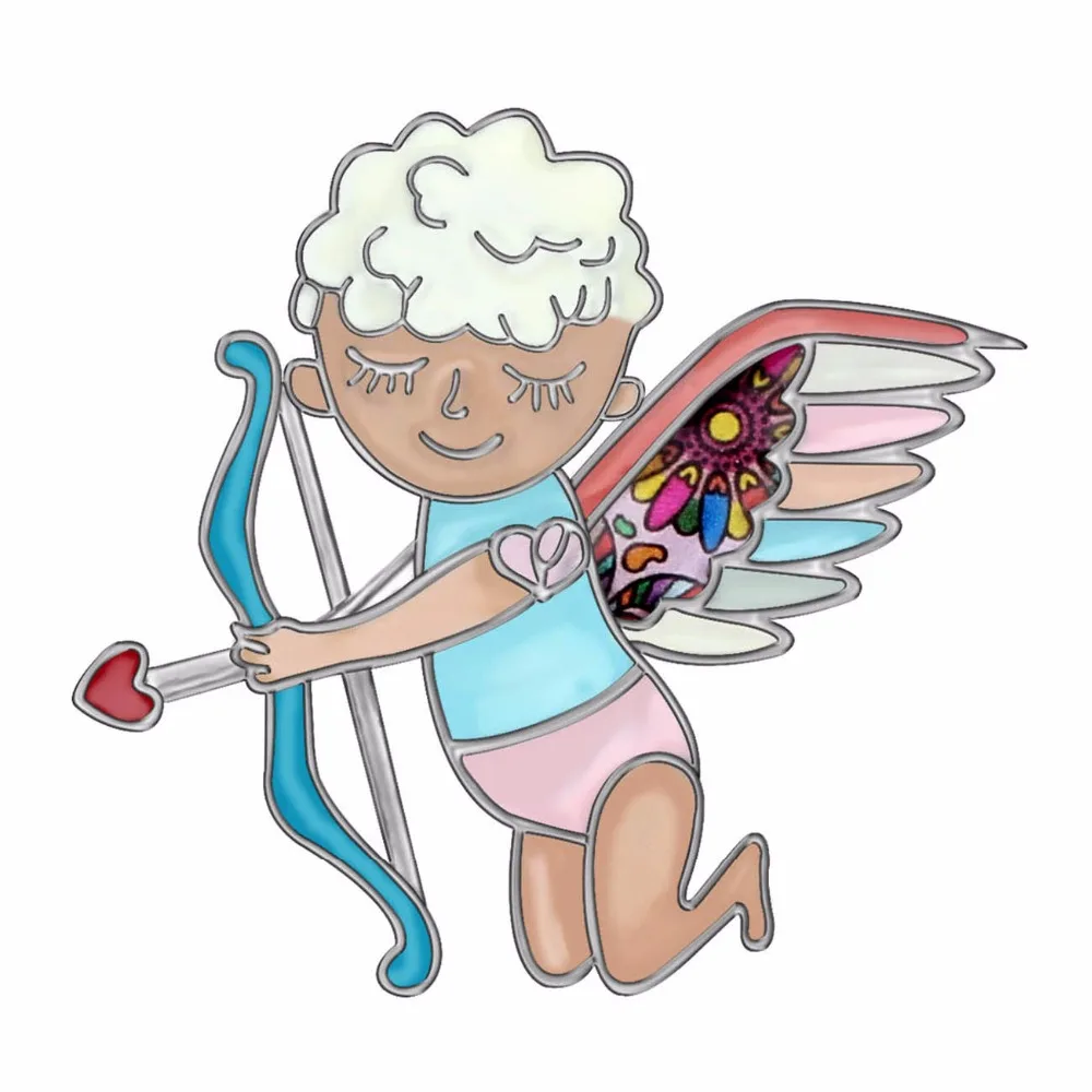 WEVENI Alloy Enamel Sweet Angel Cupid Arrow Brooches Fashion Clothes Pin Jewelry For Women Girls Teens Gift Accessories | Украшения и
