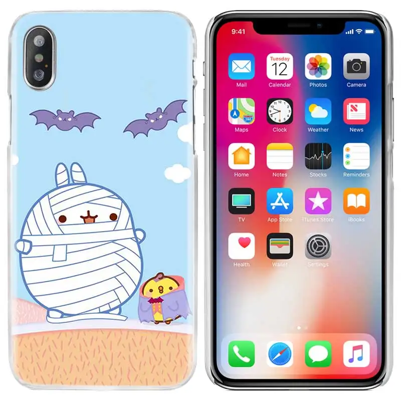 Чехол для сотового телефона Прозрачный Жесткий ПК для iPhone XS Max XR 7 8 6 6s Plus X 5 5S SE 5C 4 4s kawaii чай с Molang Cupcake - Цвет: 10