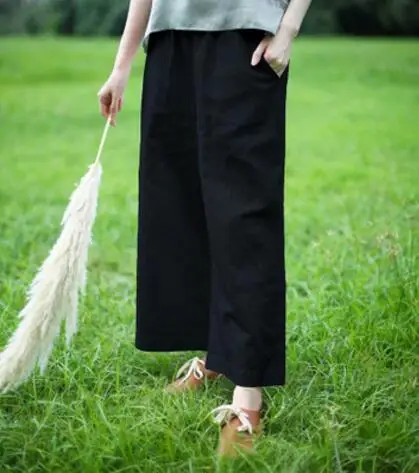 Широкие брюки 100% натуральный лен хорошее качество Повседневное льняные Для