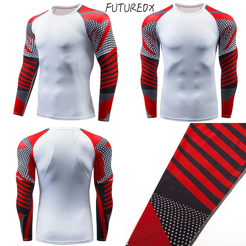Winter sunscreen brand clothing men's jogging t-shirt gym flower arm long sleeve MMA running cycling training union | Спорт и