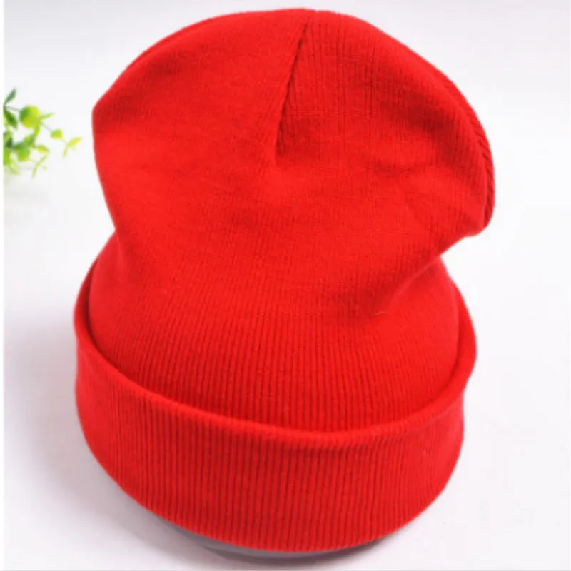 Женская Вязаная Шапка бини Skullies на весну и осень повседневная однотонная вязаная