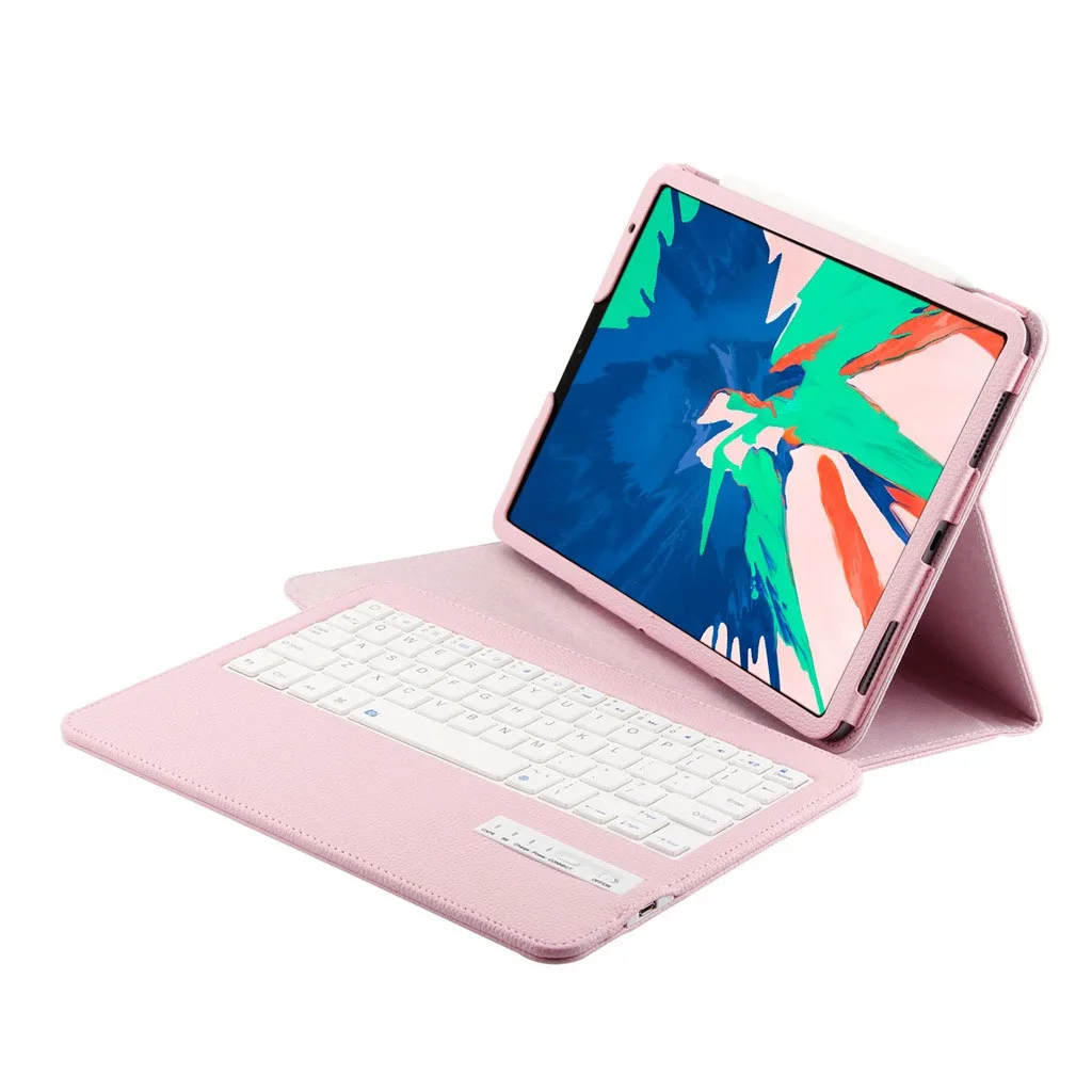 Розовый VOBERRY Клавиатура Беспроводной съемный Съемная bluetooth-клавиатура для Ipad Pro 11 ультра-тонкий кожаный чехол Smart Cover для IPad#2 - Цвет: Розовый