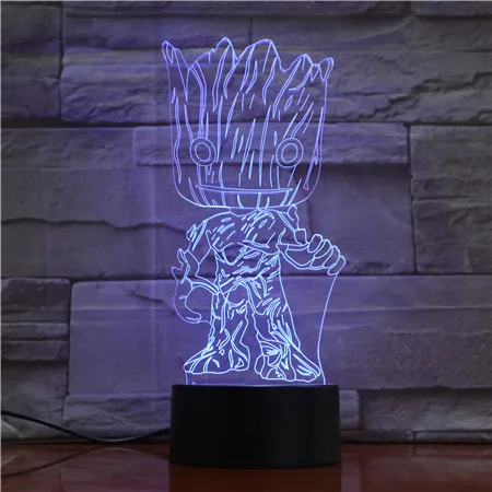 Детские groot Guardians Of The Galaxy экшн фигурки Милая модель игрушки 3D ночник Светодиодная