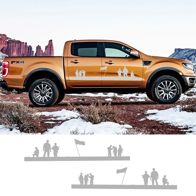 

2 Sides Sport Pickup Truck Auto Sides Door Decals Vinyl Graphics Sticker Car Styling For Mitsubishi Fiat Fullback Nissan Toyota