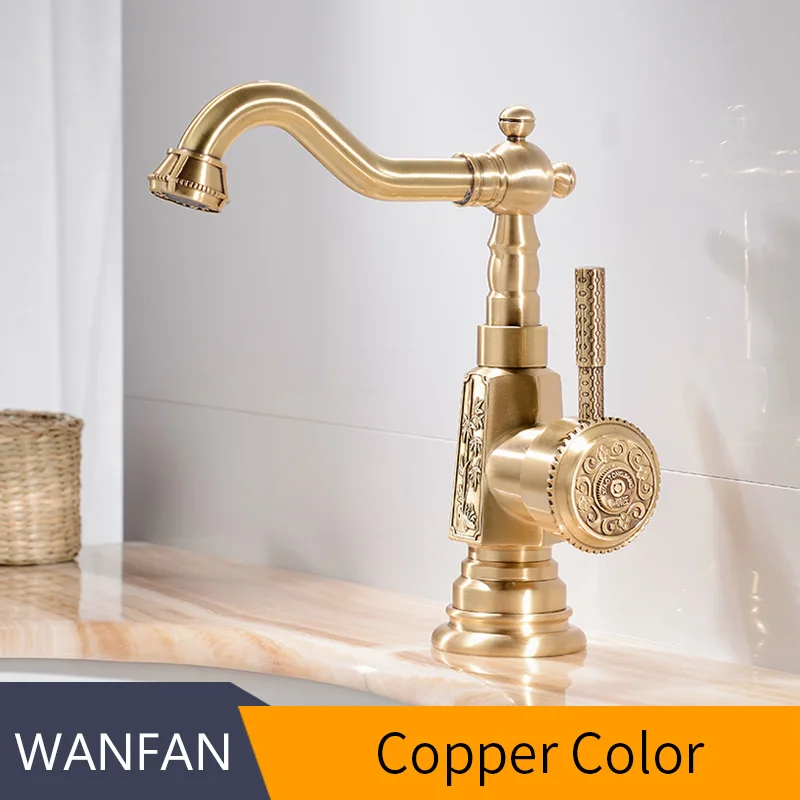 Copper Color B Смеситель для раковины, античная латунь, кран для ванной комнаты, Grifo Lavabo, кран с одной ручкой, смеситель для горячей и холодной воды, кран AL-9966F - Цвет: Copper Color B