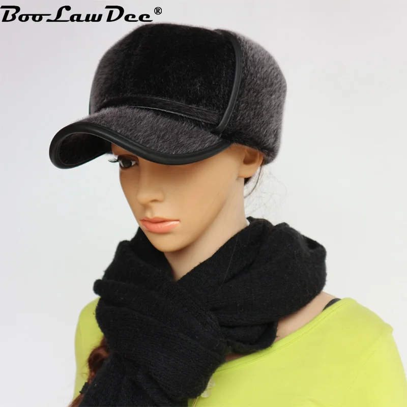 Boolawdee Для мужчин зима искусственного норки волос Бейсбол Earcuff cap утолщение