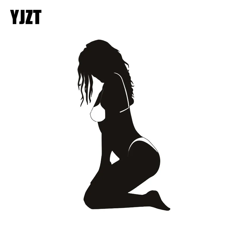 

YJZT 7,8*14,4 см виниловые переводные картинки с изображением красивой привлекательной девушки, черные/серебряные Стикеры для автомобиля