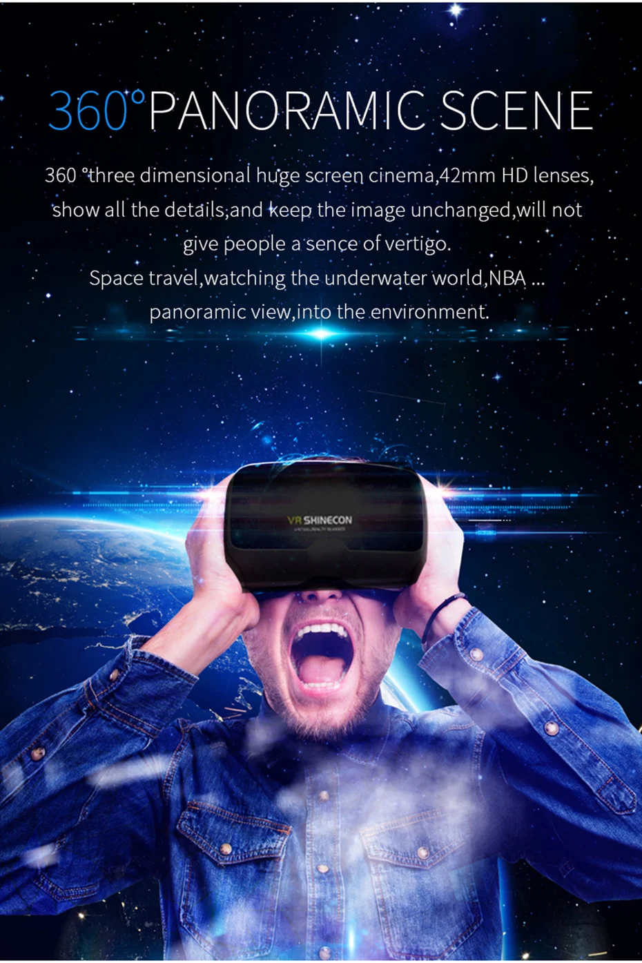 Shinecon 6,0 VR очки гарнитура Версия виртуальной реальности очки 3D очки гарнитура для шлема для 4,7-6,0 дюймового смартфона