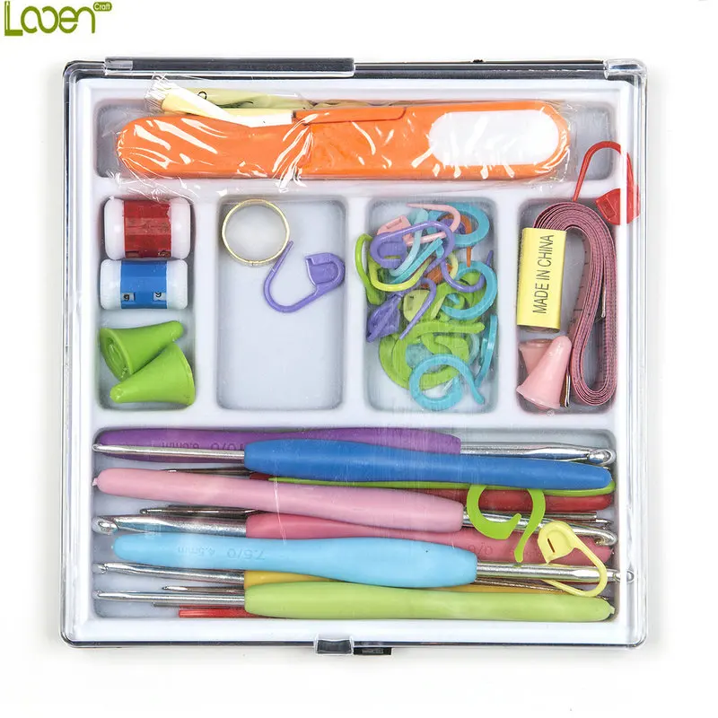 Looen 61 намоток Mix вязальные крючки разных размеров иголки, Швы Вязание Craft чехол вязание крючком в чехол пряжа для вязания крючком, крючки, станок для Для женщин подарок