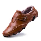 Зимняя мужская повседневная обувь на меху; Мужские лоферы в британском стиле; Обувь из натуральной кожи; Мужские мокасины на плоской подошве; Мужская обувь для вождения