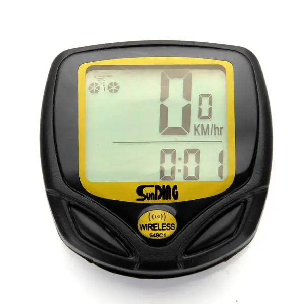 Беспроводной велосипед MTB велосипедный компьютер lcd цифровой одометр спидометр водонепроницаемый секундомер расстояние поездки SunDing Черный Новое поступление