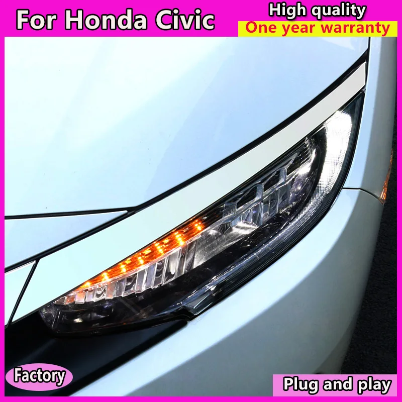 Автомобильный Стайлинг головная лампа в сборе для Honda Civic 10th светодиодная фара 2015