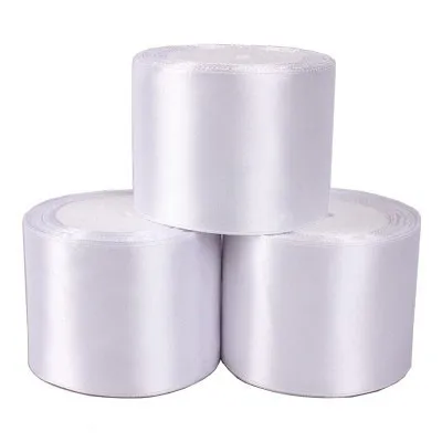 25Yards/Roll+80mm White Polyester Satin Ribbon Rope+Jewelry Accessories Wedding Party Decoration Gift Packing Ribbon Cord