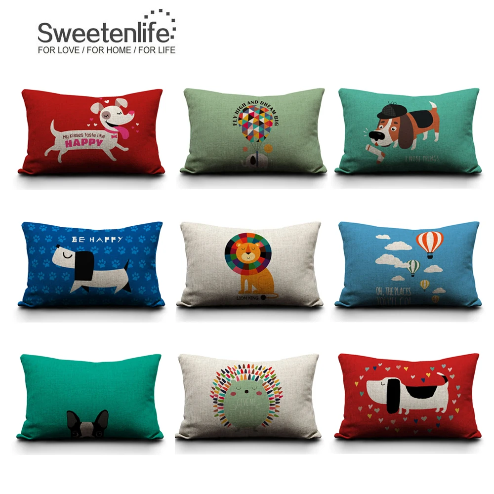 Подушку Sweetenlife 30x50 см Декоративные наволочки для подушек с изображением собак дивана подушки Мультяшные подушки принтованые Декорации для Дома Наволочка