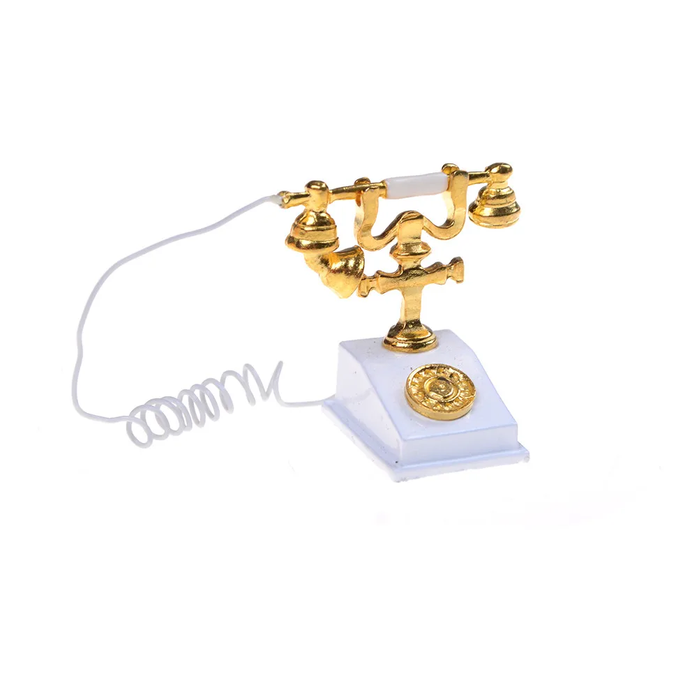 1Pc Metal Retro Phone Vintage Telephone Dollhouse Miniature Decoration Accessories Furniture Toys for Children Gift | Дом и сад