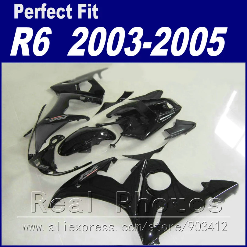 Литье под давлением мотоцикл обтекатель для YAMAHA R6 комплект 2003 2004 2005 черный YZF