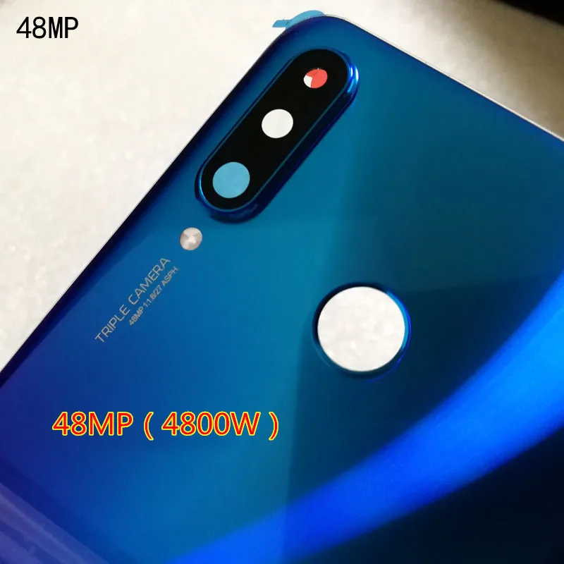 Blue(48MP) Новая Оригинальная задняя крышка из закаленного стекла для huawei P30 Lite/Nova 4E, запасные части, задняя крышка для батареи, корпус+ рамка для камеры - Цвет: Blue(48MP)