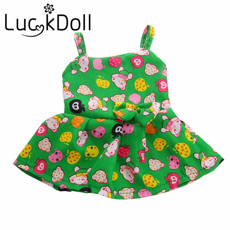 LUCKDOLL платье на бретельках с цветочным принтом и бантом, подходит для 18 дюймов, американский 43 см, Детская кукла, одежда, аксессуары, игрушки для девочек, поколение, подарок - Цвет: B301