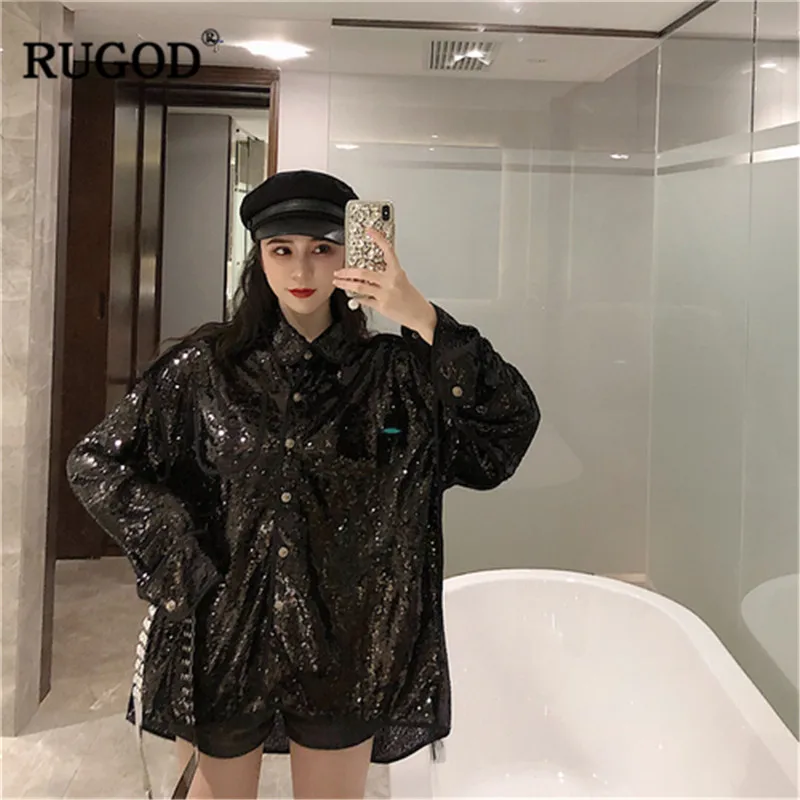 Женская прозрачная блузка RUGOD с отложным воротником и карманами расшитая