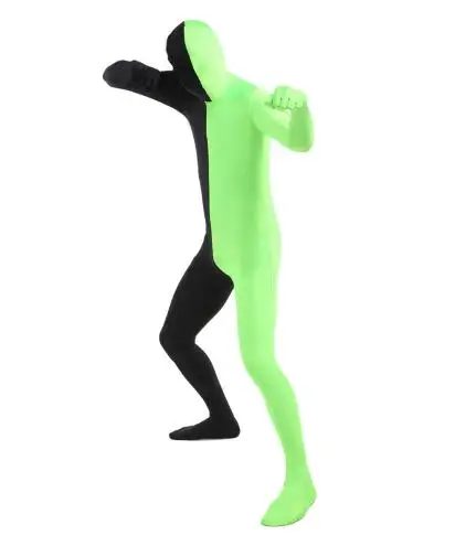 Комбинезон из зеленого и черного спандекса Zentai|zentai bodysuit|bodysuit zentaizentai lycra |