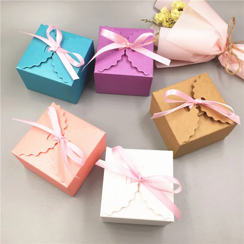 10 шт белые/розовые/синие/фиолетовые бумажные упаковочные подарочные коробки с