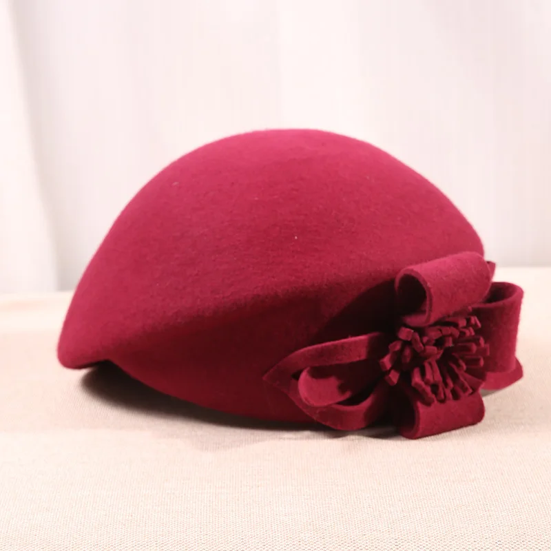 wine red Шерсть, винтажный теплый шерстяной зимний женский берет, французский артист, шапка бини, шапка для милой девушки, подарок, зимние и осенние шапки - Цвет: wine red
