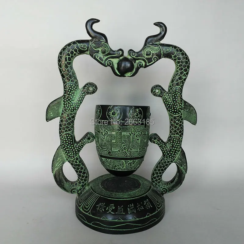 Бесплатная доставка Hmoe украшение Китайская античная бронза двойной дракон