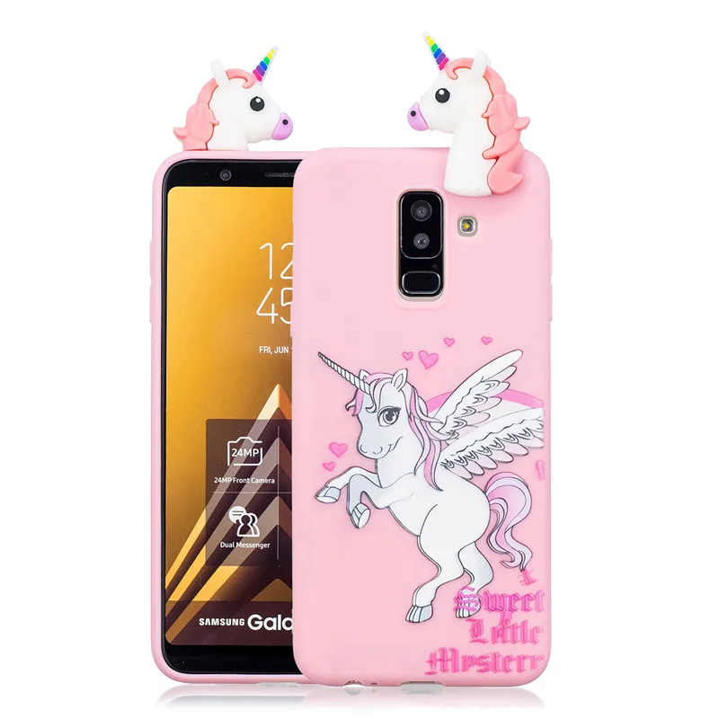 Чехол для Samsung A7 2018 Силиконовый ТПУ чехол с объемным рисунком единорога панды