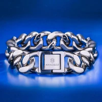 mens silver cuban miami bracelet white gold chain stainless steel cuban bracelet 14mm hip hop bracelet for men hip hop link