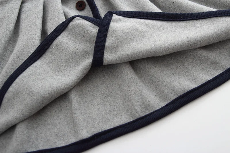 Шерстяное платье для девочек серое с пуговицами осени и зимы 16DD674 | Детская одежда