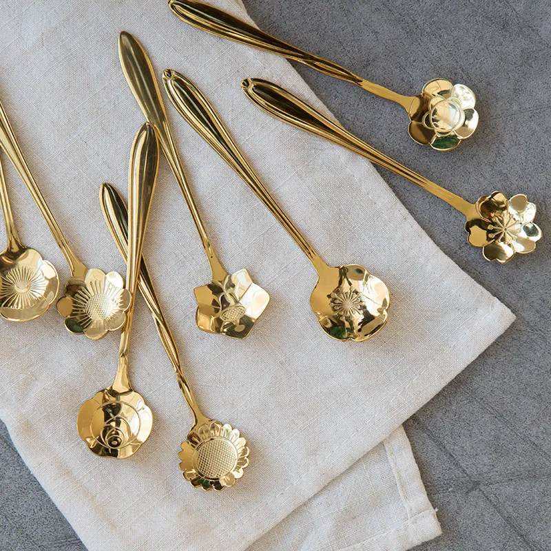 Милая креативная ложка для кофе и мороженого в форме цветов из нержавеющей стали