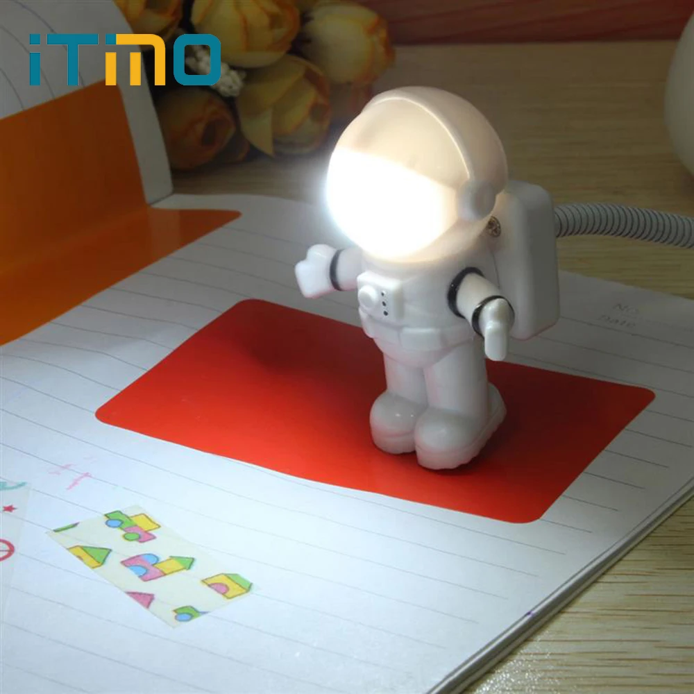 Мини-лампа для чтения, usb-трубка для компьютера, ноутбука, ПК, ноутбука, чистый белый, портативный, космонавт, космонавт, светодиодный, Ночной светильник, регулируемый