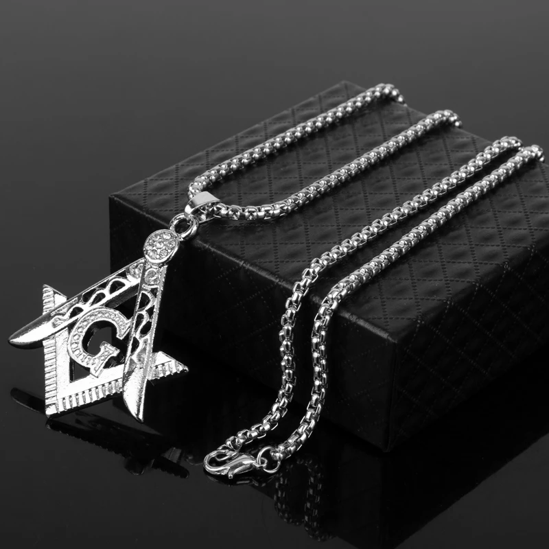 MQCHUN 2018 новые золотистые Серебристые ожерелья-масонские ожерелья Bling Compass G