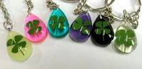 24 pcs real shamrock mixed drop wedding gift real four leaf clover keychain