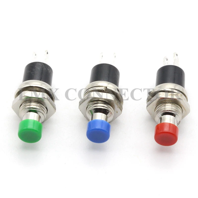 10pcs 6MM 7MM Round No Lock Self Reset 2P Mini Button Power Switch Blue/Yellow/Red/Green/White/Black Press Break PBS-110 | Обустройство