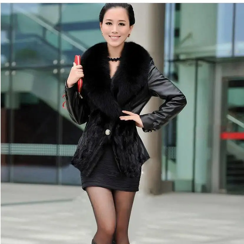 Женская куртка из искусственного меха норки короткая искусственной кожи в стиле