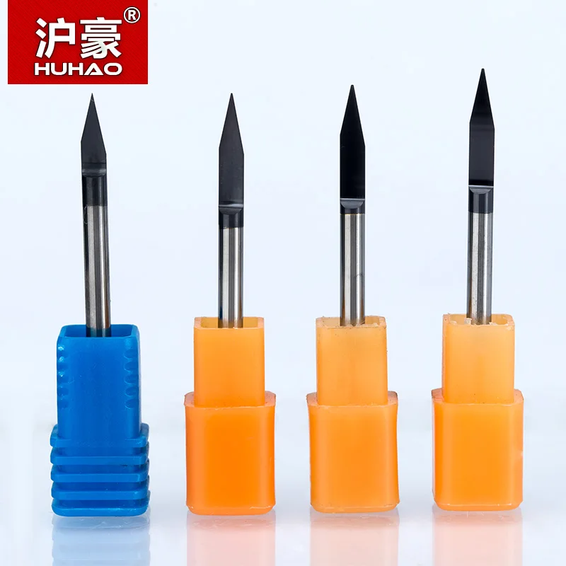 HUHAO 1pc 3.175mm Titanium Coating Engraving Bits 3A Top quality Carving Cutter Flat Bottom CNC router bits for wood end mill |