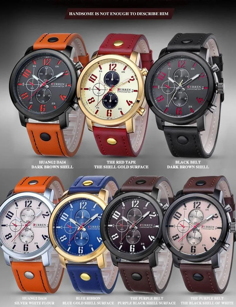 Новый Curren Часы Мужская Спортивная Военное Дело армия часы Топ Роскошные