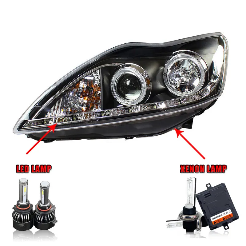 Автомобильный Стайлинг для Ford Focus головной светильник s U angel eyes 2009-2011 для Ford Focus светодиодный светильник Q5 bi xenon объектив СВЕТОДИОДНЫЙ прожектор - Цвет: LED high beam
