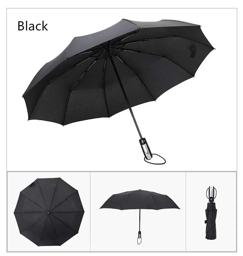 Black DMBRELLA большой Модный ветрозащитный мужской Мягкий Складной Компактный Полностью автоматический дождевик высокого качества эпонж зонтик для женщин - Цвет: Black