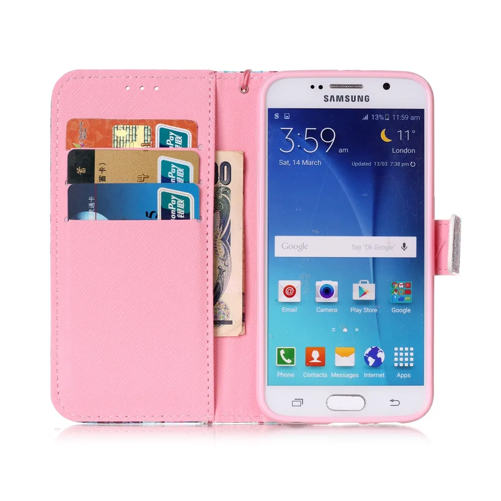 Книга Стиль Искусственная Кожа Флип Дело Чехол Кошелек Для Samsung Galaxy S6 SM-G920 С