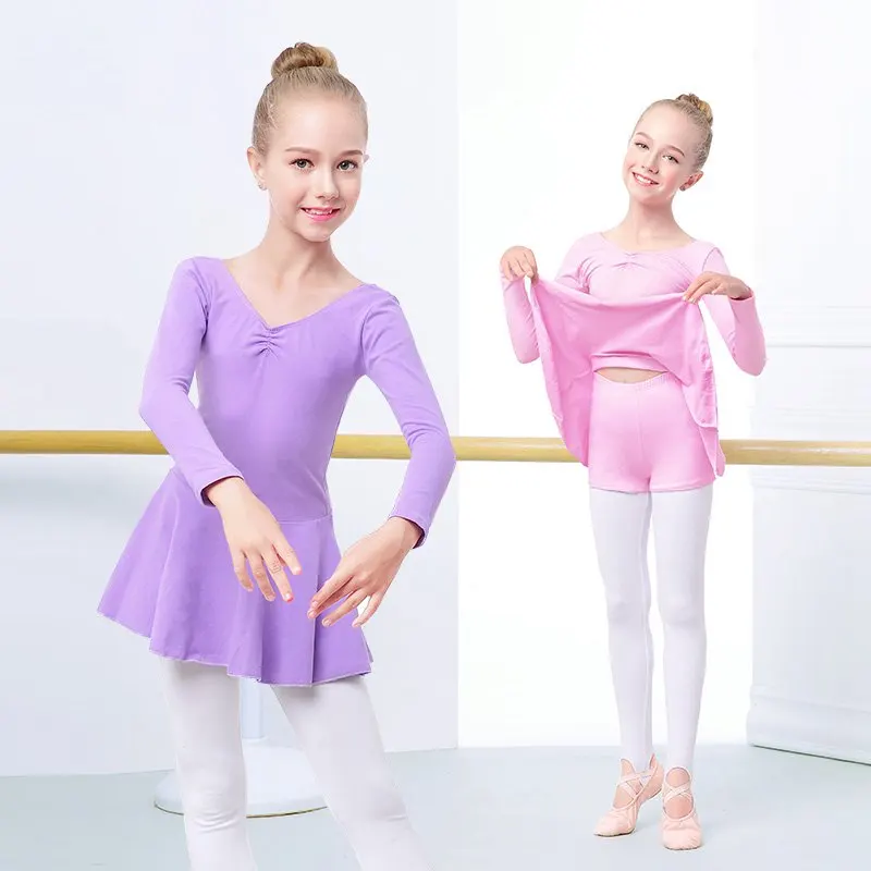 

Ballet Dance Skirts Girls Children Two Piece Seperates Dress&Shorts Long Sleeve Dance Wear Dress Ballet Dance Costumes