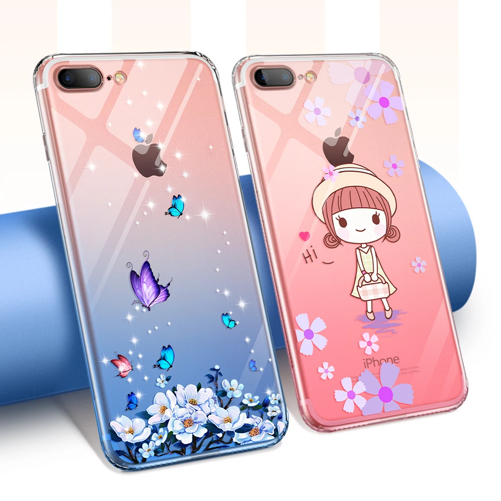 JUESHITUO Phone Case For iPhone X XR XS Max 8 7 6 6s Plus Cute Cartoon Cover Colorful Gradient Patterned Cases |
