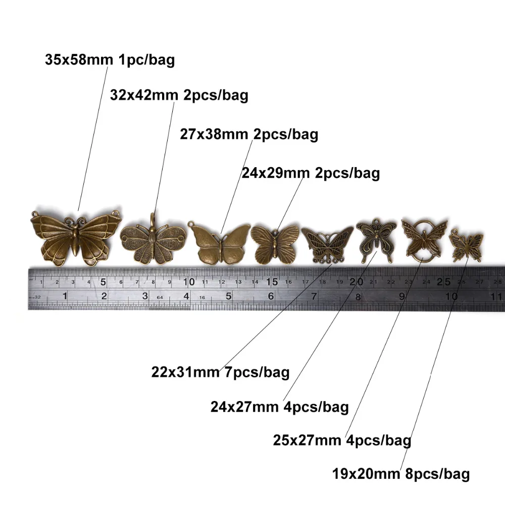 Оптовая продажа Античные Подвески в виде бабочки из сплава цинка бронзового