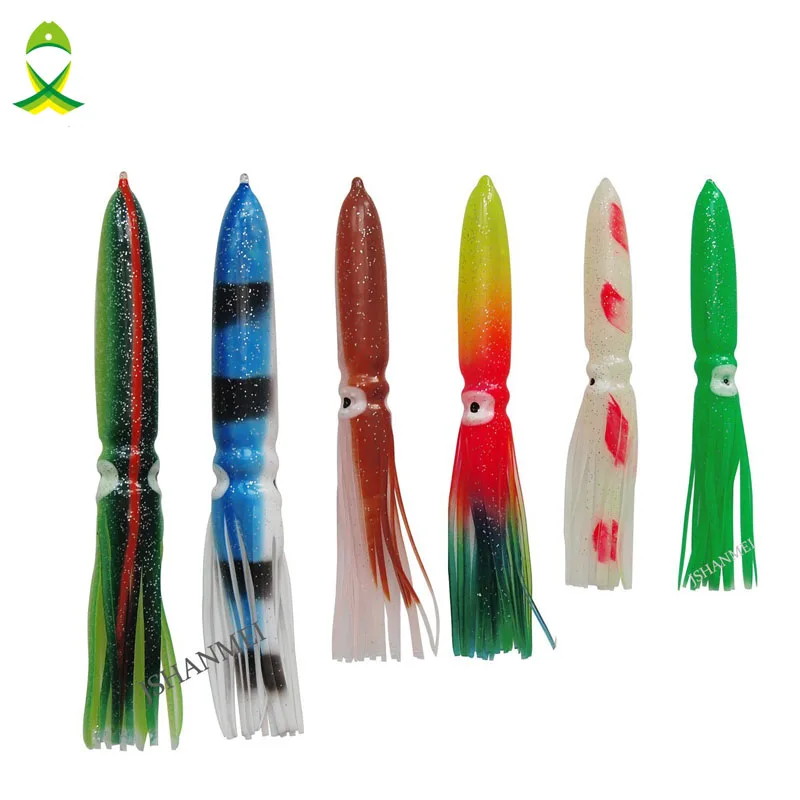 

JSM 6pcs/lot soft Fishing Lures Saltwater jig skirt Fishing bait For Trolling jigging fishing plastic lures