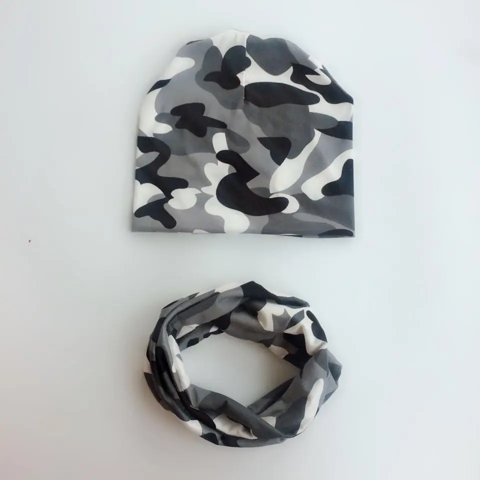snow camo Осенне-зимняя вязаная шапка для малышей, шапка для мальчиков и девочек, детская шапочка, шапка для младенцев с изображением кошки из зоопарка, новинка, детский шарф с воротником, детская шапка - Цвет: snow camo