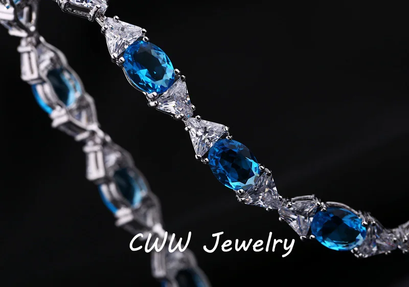 CWWZircons новые модные женские CZ Ювелирные изделия микс светильник Синий Красный кубический цирконий Кристалл Браслеты Женские аксессуары CB122