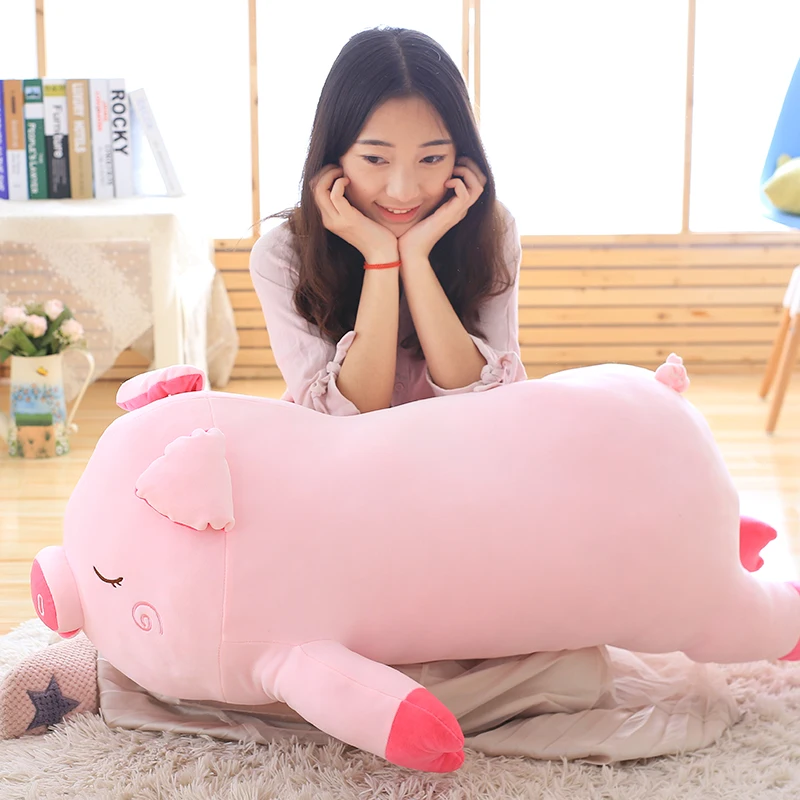 

huge lovely plush pink pig pillow toy big sleeping pig doll gift about 100cm