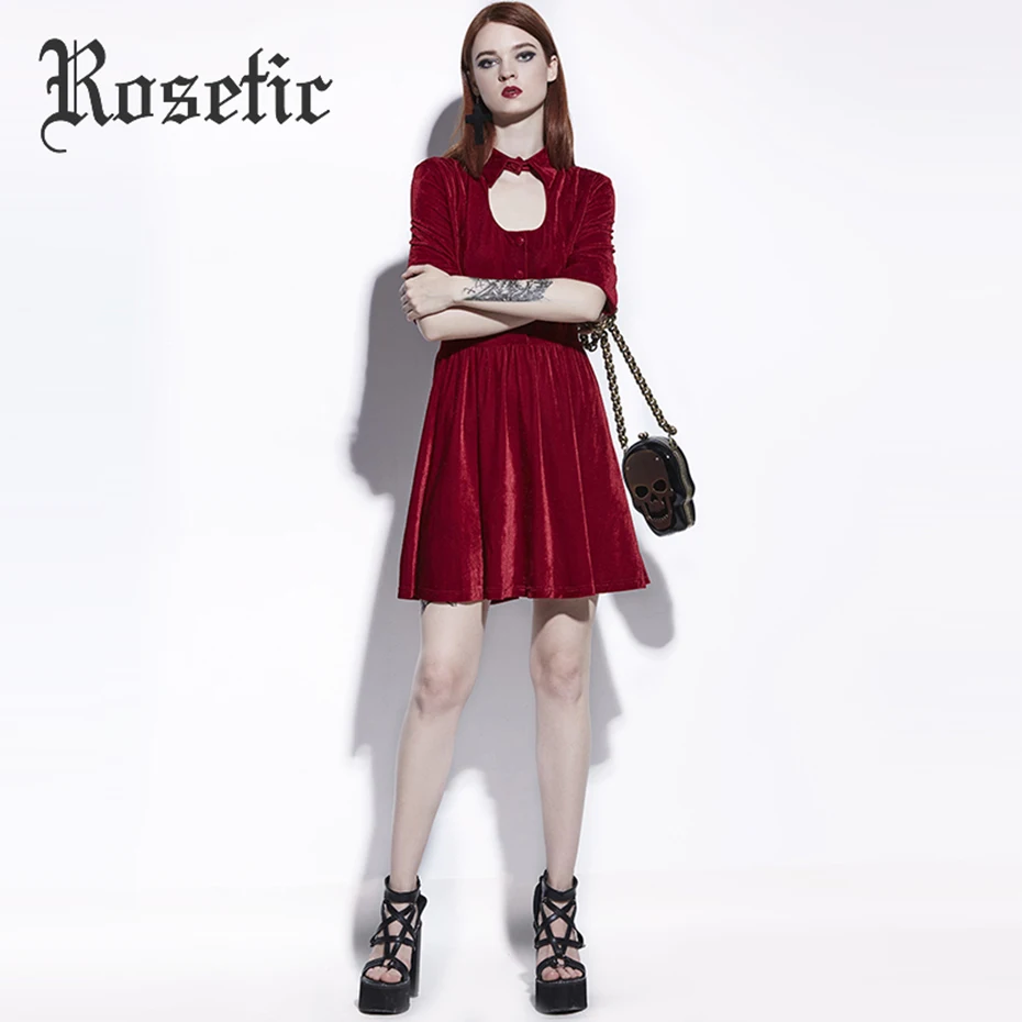 Rosetic сексуальные ажурные Лоскутные женские осенние платья с коротким рукавом и